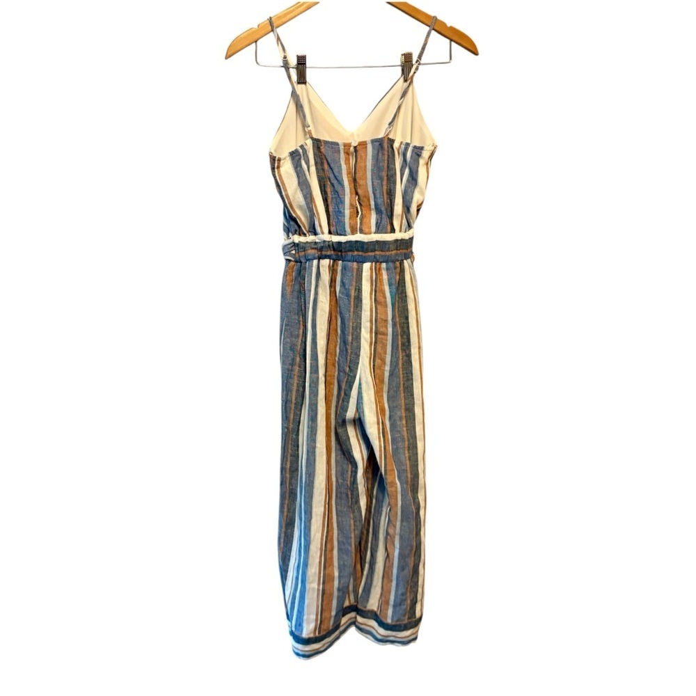 Monteau Multicolor Linen Jumpsuit Halter w/ Belt Wide Leg Crop Size Extra Small - Picture 6 of 12